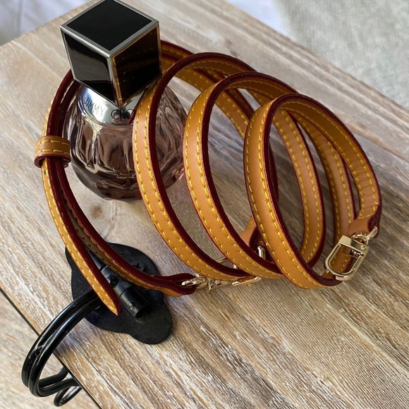 Vachetta Handbag Strap Replacement Leather Purse Strap with Red Trim - Picture 4 of 9